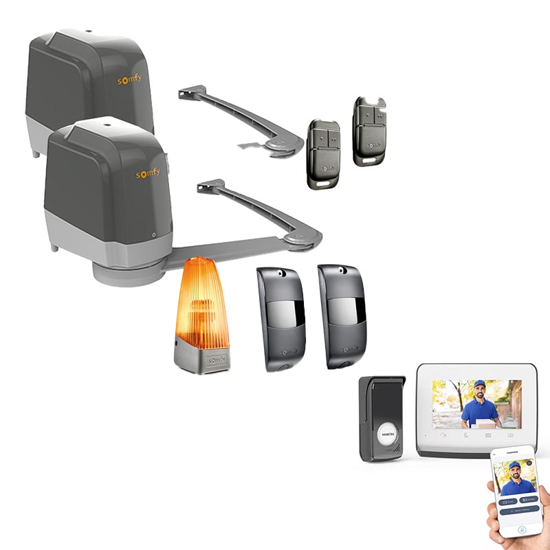 Image Motorisation de portail à bras Lockyvia et Visiophone V350 connect