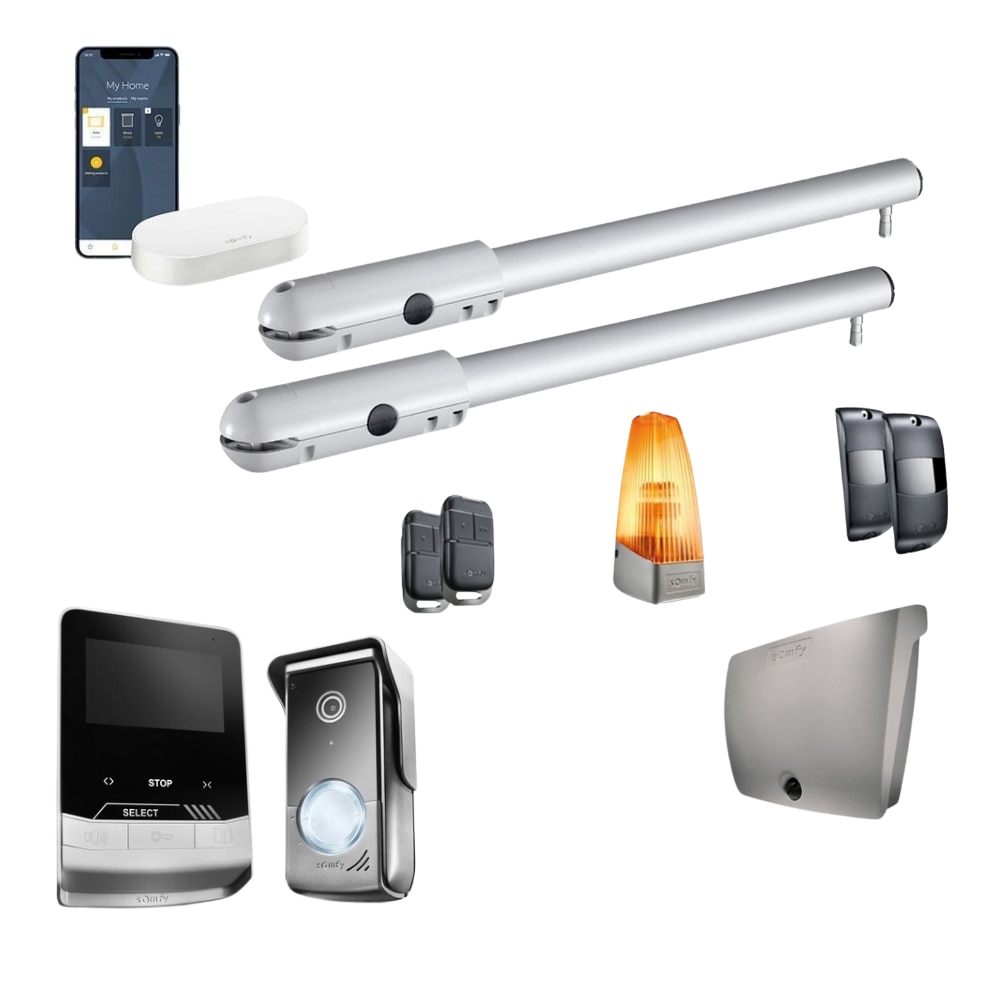 Napęd do bramy dwuskrzydłowej SGS Essential + Centralka Connectivity Kit + Wideodomofon V100+ - 1241955-1870535-zestaw - 1 - Somfy