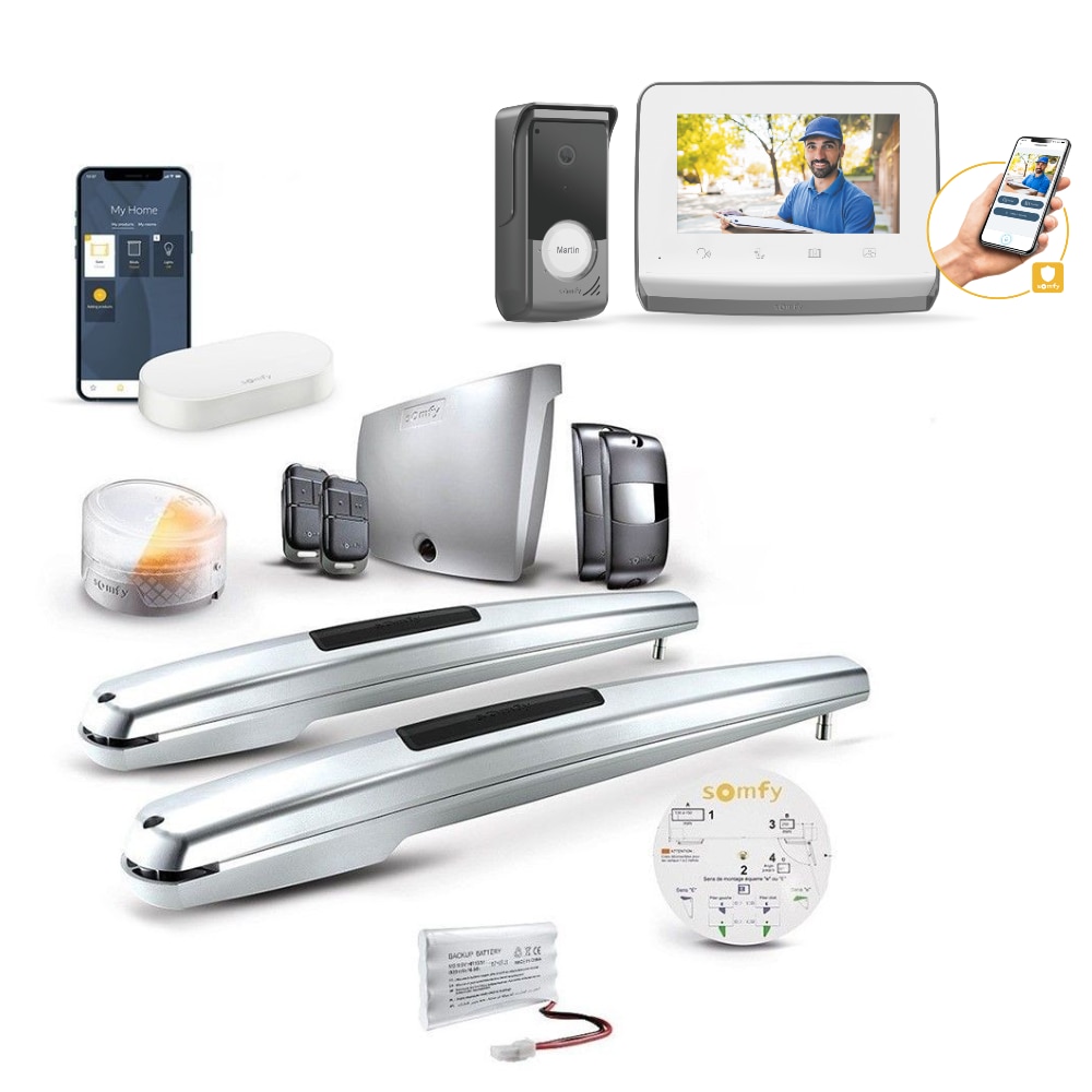 Napęd do bramy dwuskrzydłowej Exavia Star + centralka Connectivity Kit + Wideodomofon V350 connect - 1241957-1871229-zestaw - 1 - Somfy