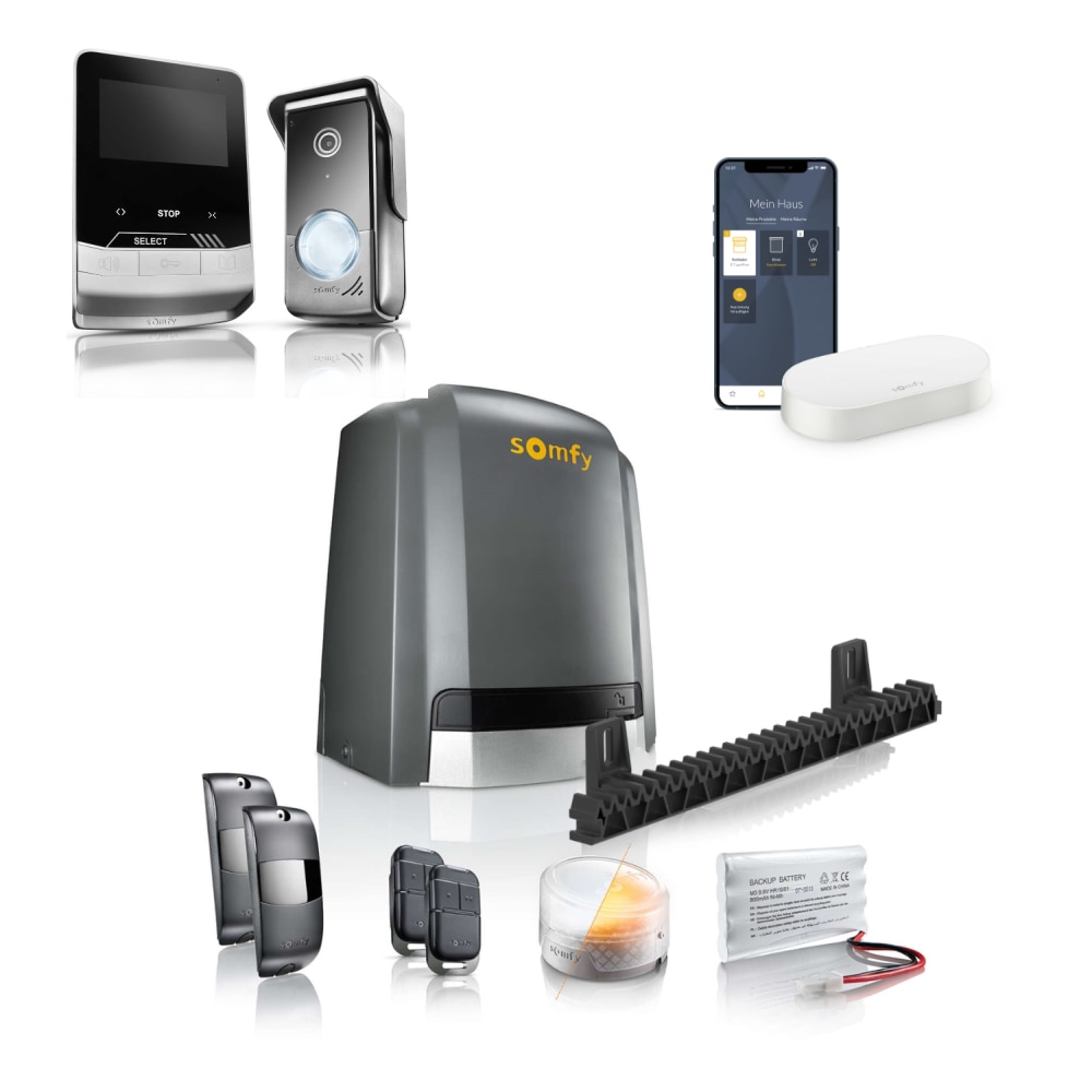 Napęd do bramy przesuwnej Slidy Moove 600 + Centralka Connectivity Kit + Wideodomofon V100+ - 1246286-1870535-zestaw - 1 - Somfy