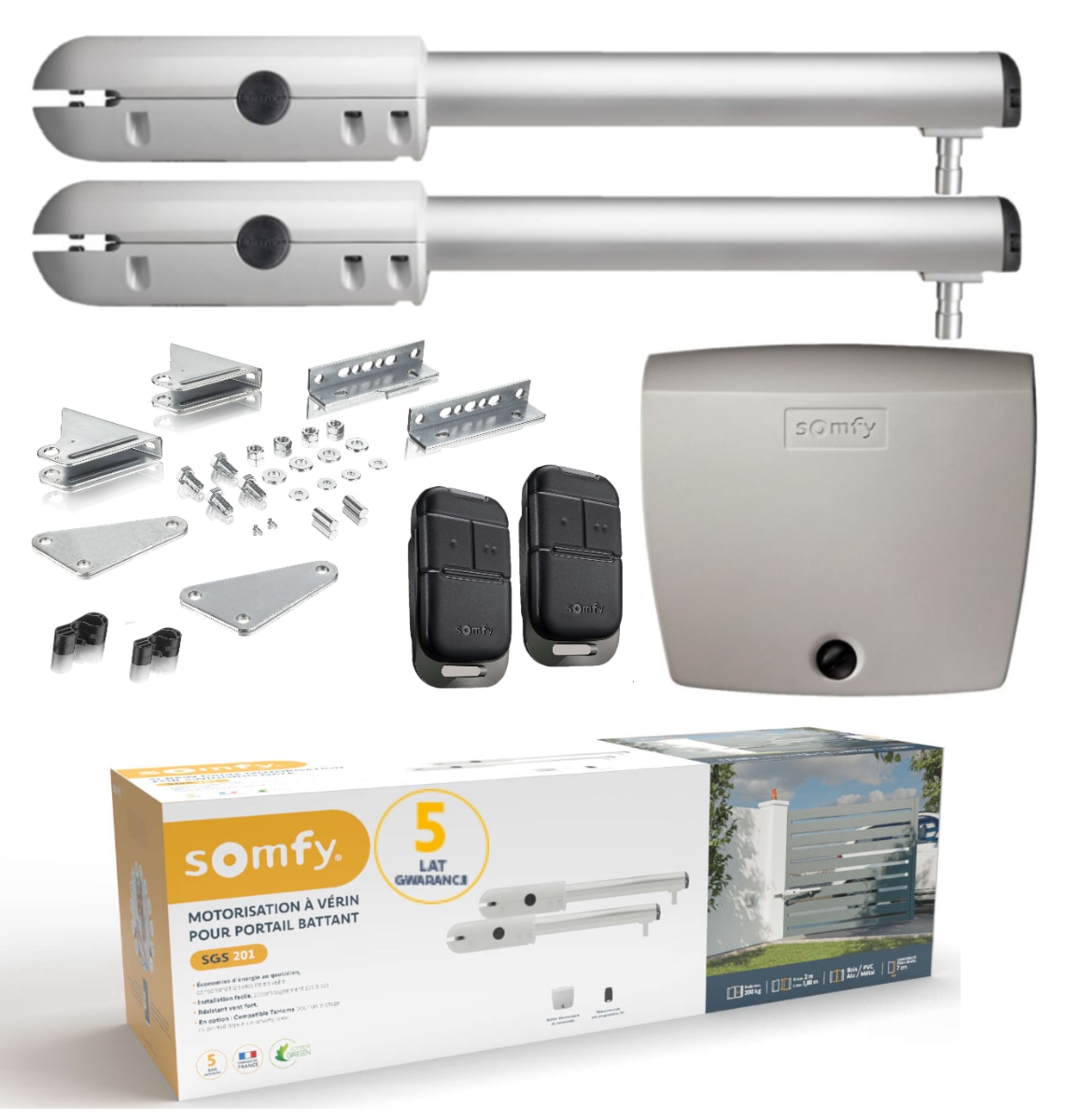 Napęd do bramy dwuskrzydłowej SGS 201 + Pilot Keypop 2-kanałowy RTS - 2400780-2401539-zestaw - 1 - Somfy